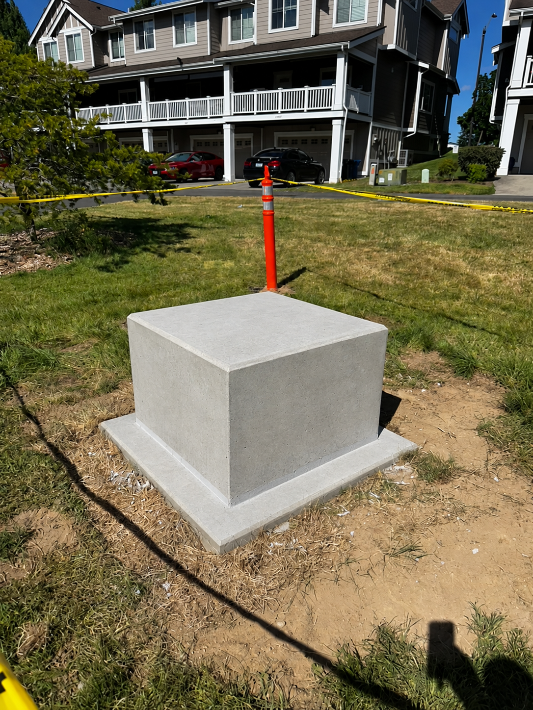 Clean finished concrete pedestal ready for a public art installation